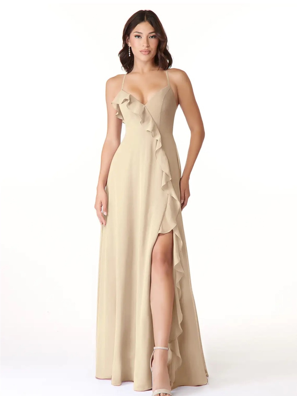 Azazie Tarni - Champagne Chiffon Bridesmaid dress